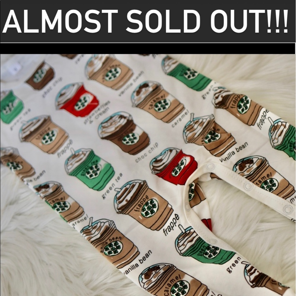 🆕FRAPPUCCINO INFANT KIDS BABY FOOTIE GIFT ONESIE SLEEPIES ROMPER PAJAMAS - Picture 4 of 7